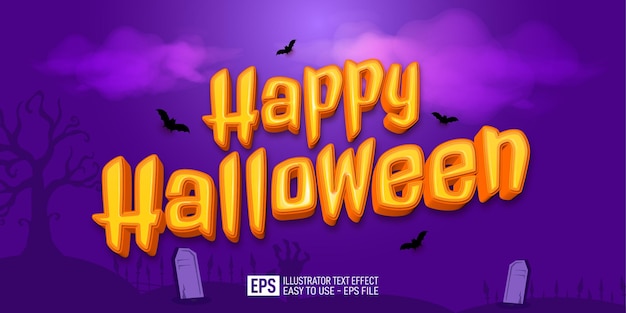 Vector happy halloween 3d text editable style effect template