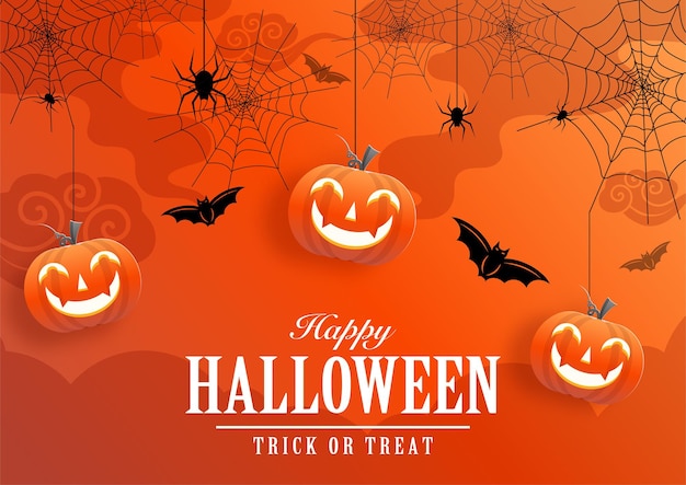 Happy halloween background template with pumpkin