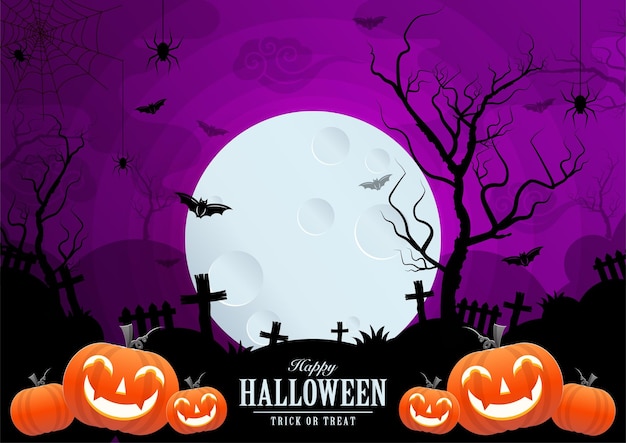 Happy halloween background template with pumpkin