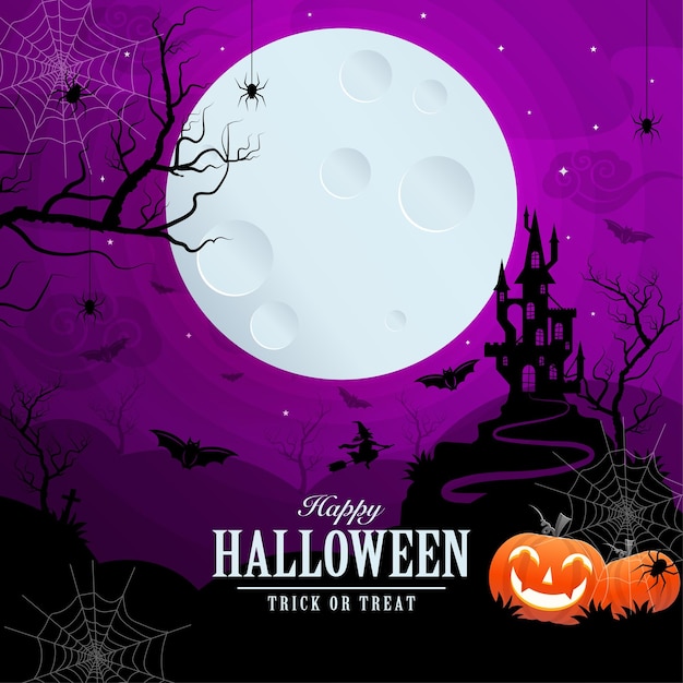 Happy halloween background template with pumpkin