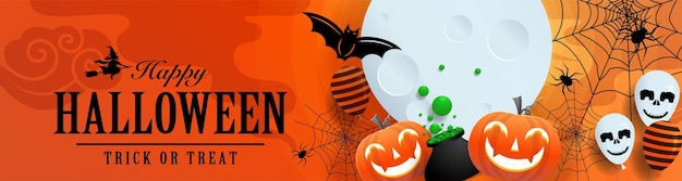 Happy halloween background template with pumpkin.