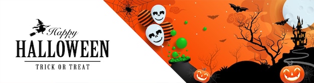 Happy halloween background template with pumpkin.