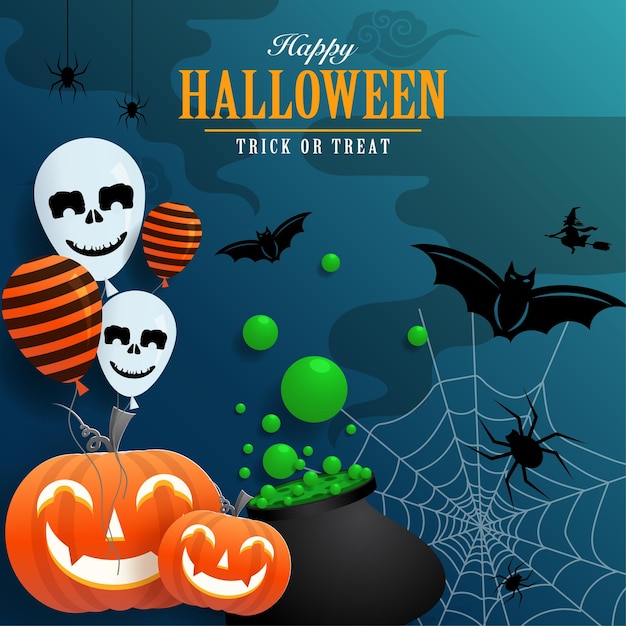 Happy halloween background template with pumpkin.