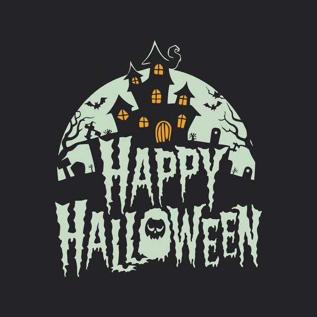 Vector happy halloween background with bats and pumpkins