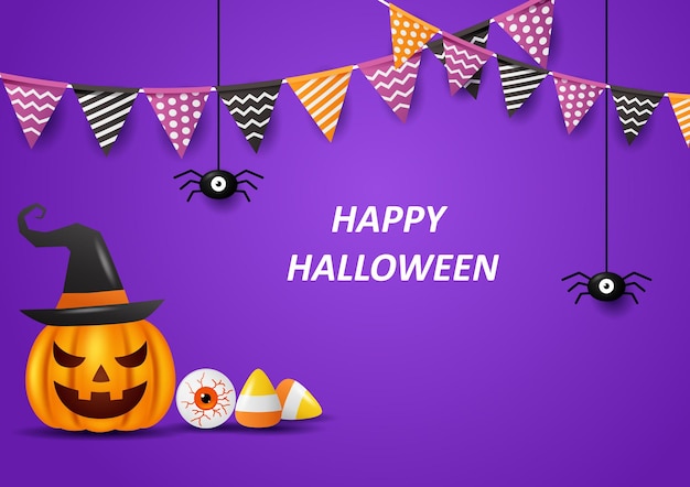 Happy halloween background with flags  Vector illustration