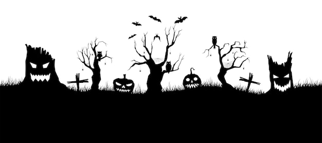 Happy Halloween banner on white background Halloween concept for greeting cards