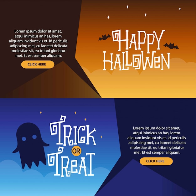 Happy Halloween banners set design vector illustration