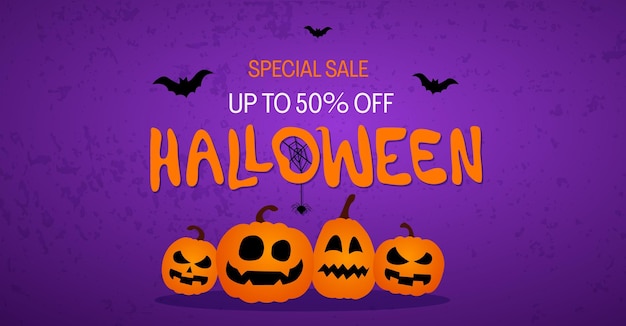 happy halloween bat ghost spider black cat purple orange banner sale shop