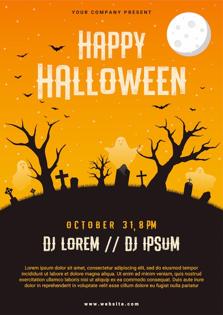 Happy halloween business flyer design template