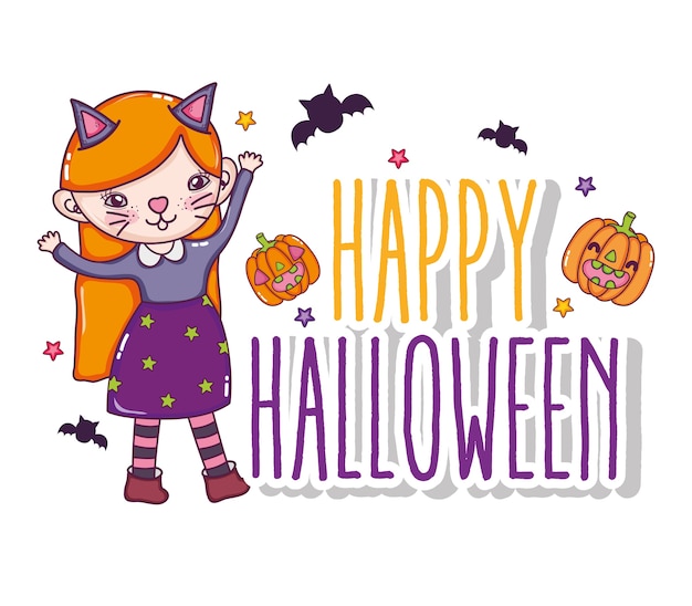 Happy halloween card cartoons