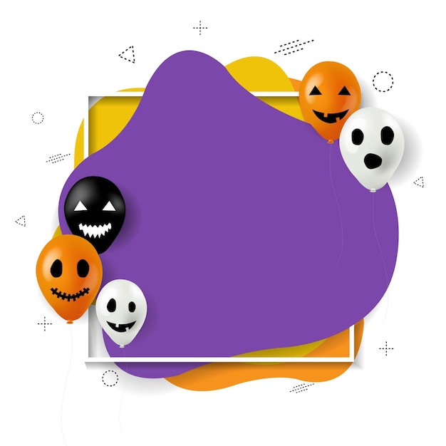 Happy HalloWeen Card Poster With Balloons