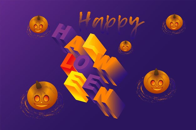 Happy Halloween card with pumpkin