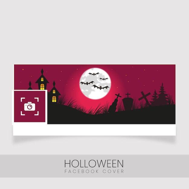 Happy Halloween celebration face book cover template design