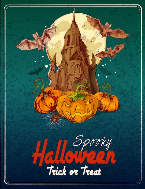 Happy Halloween colored illustration. Trick or treat