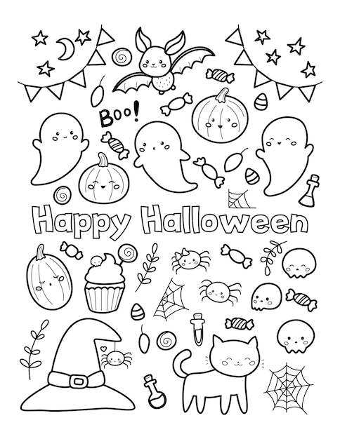 Happy Halloween coloring page for children