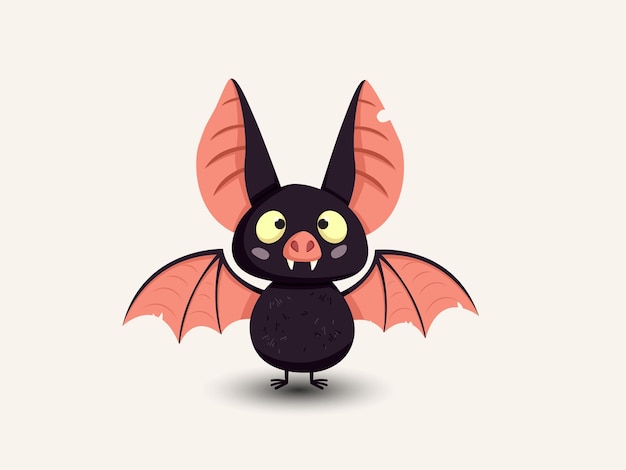 Vector happy halloween cute bat cartoon character adorable animal characters in autumn festival