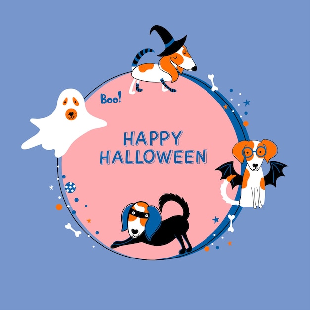 Happy Halloween. Cute print with dogs, great design for Halloween party.