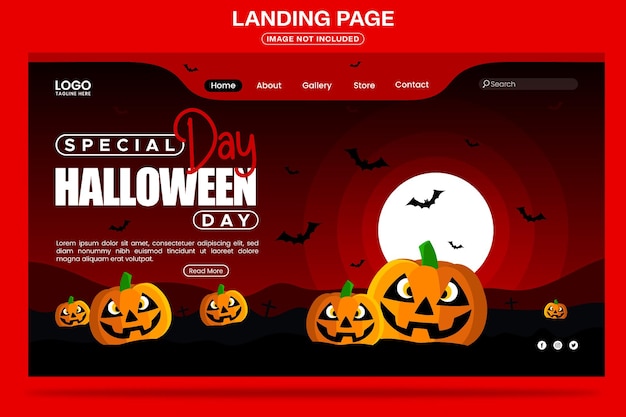 Happy Halloween Dark Horror Night Landing Page Web Banner Template Design