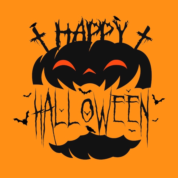 Happy Halloween Day spooky Silhouette vector Illustration