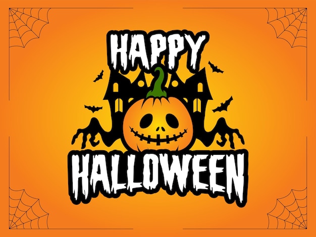 Happy Halloween day with pumpkin and scary vector illustration