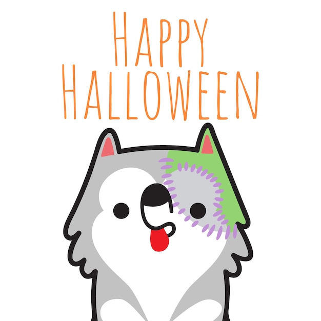 Vector happy halloween dog in halloween costumed.