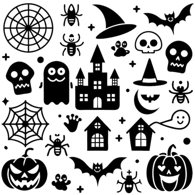 Vector happy halloween doodle elements