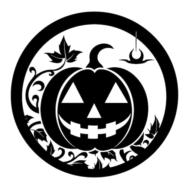 Happy Halloween elements in black and white Silhouette vector illustration