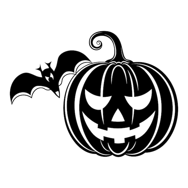 Happy Halloween elements in black and white Silhouette vector illustration