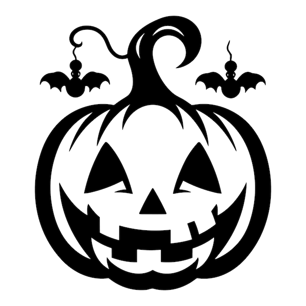 Happy Halloween elements in black and white Silhouette vector illustration