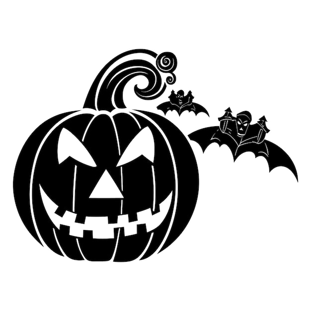 Happy Halloween elements in black and white Silhouette vector illustration