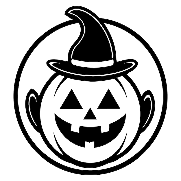 Happy Halloween elements in black and white Silhouette vector illustration