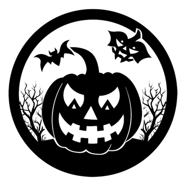 Happy Halloween elements in black and white