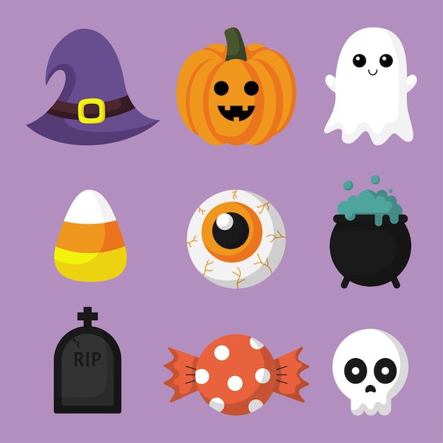 Happy halloween elements set isolated