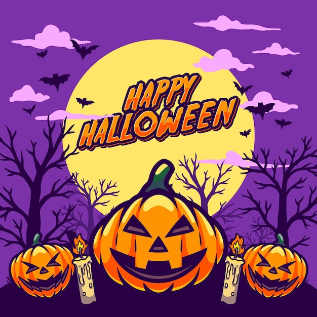 Happy halloween flat design background