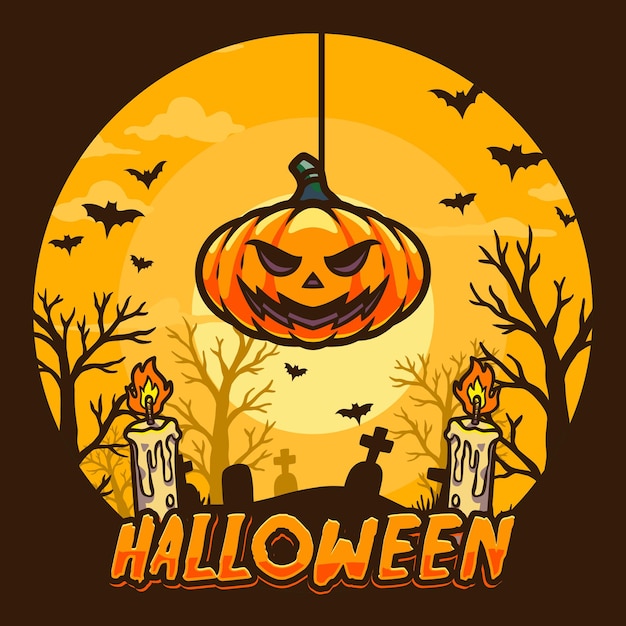 Happy halloween flat design background