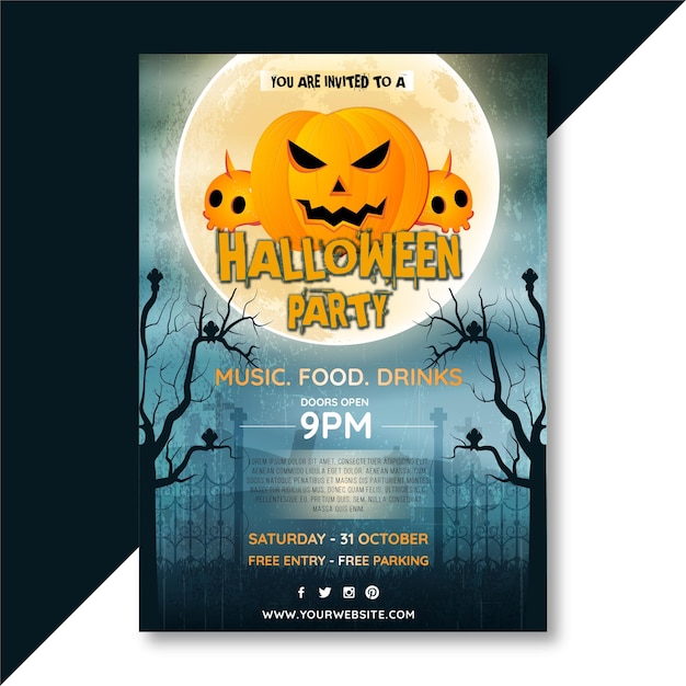 Vector happy halloween flyer design