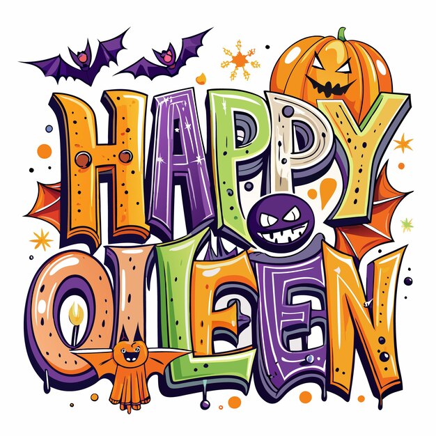 Vector happy halloween graffiti text