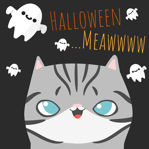 Happy Halloween Greycat and flying ghosts around.