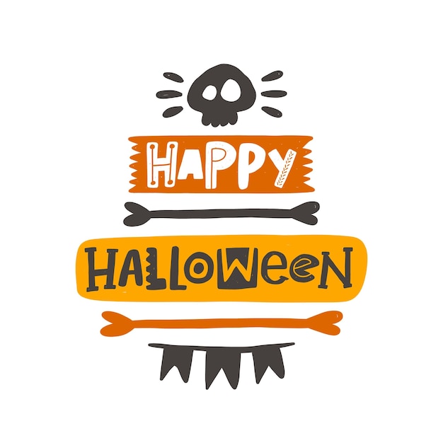 Vector happy halloween. halloween hand drawn lettering. party art design sticker logo label