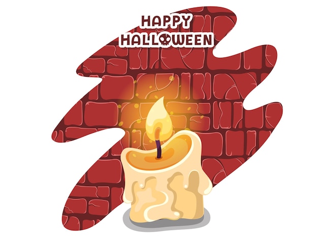 Happy Halloween. icon with the Candles burning. candlestick symbol. Greeting card, party invitation. Color background vector illustration