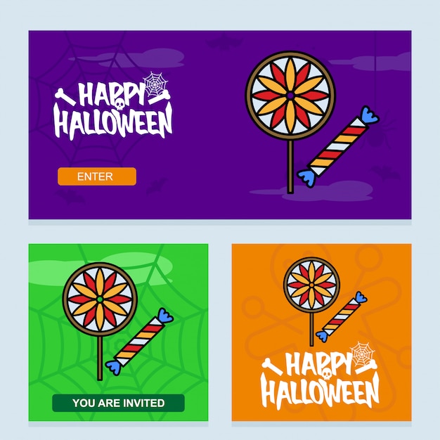 Happy Halloween invitation design with candy vector