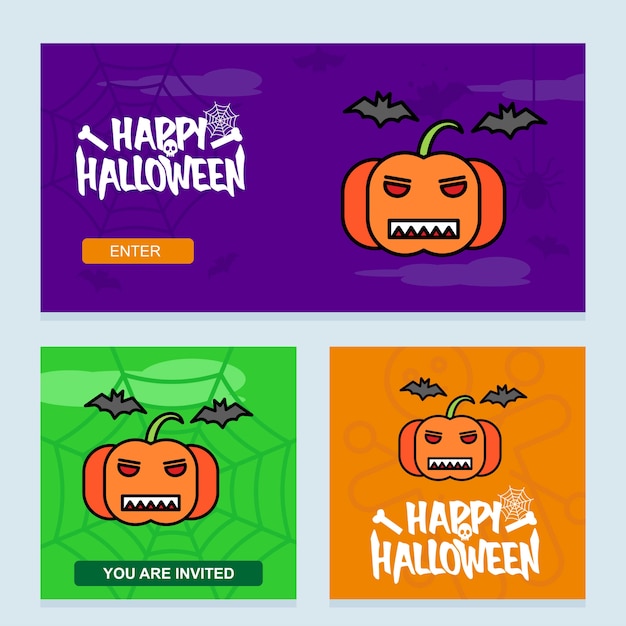 Happy Halloween invitation design with pumpkin vector