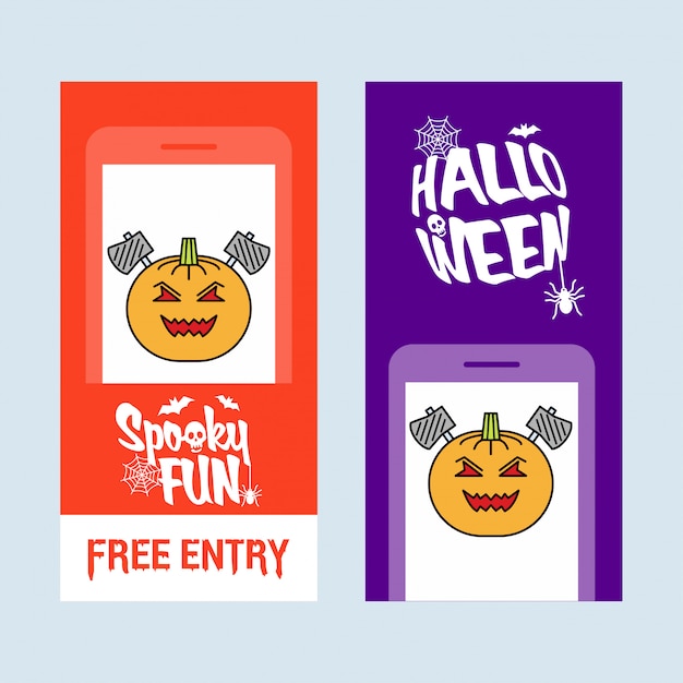 Happy Halloween invitation design with pumpkin vector