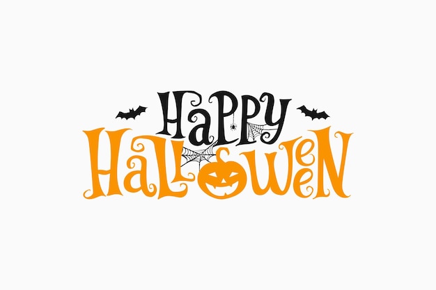 Happy Halloween lettering vector brush calligraphy. Handwritten Halloween typography.