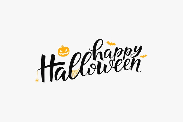 Happy Halloween lettering vector brush calligraphy. Handwritten Halloween typography.