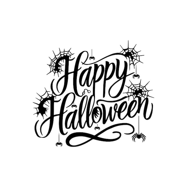 Vector happy halloween lettering vector silhouette design style