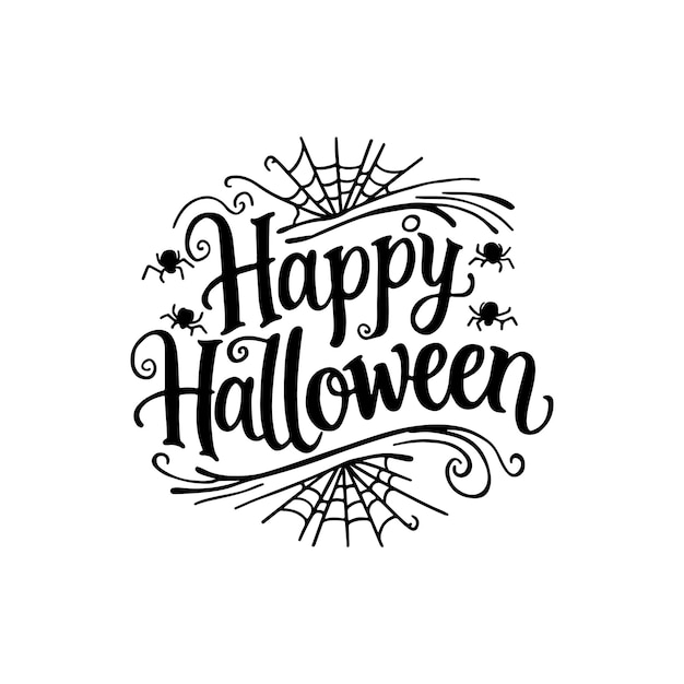 Vector happy halloween lettering vector silhouette design style