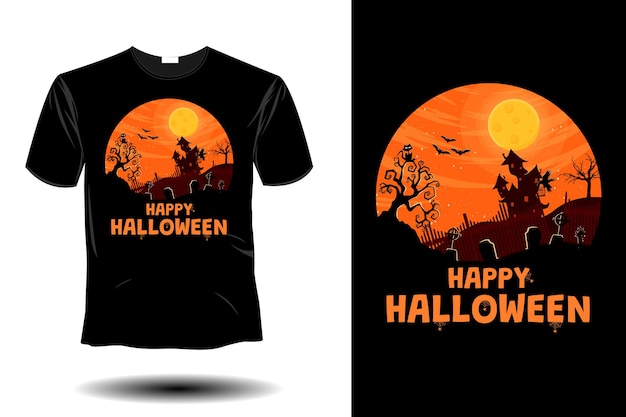 Happy halloween mockup retro vintage design