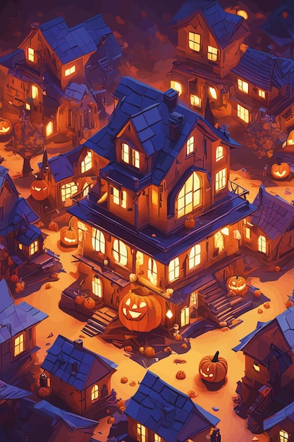 happy halloween night background with pumpkins and bats3 d render of a halloween night with a house