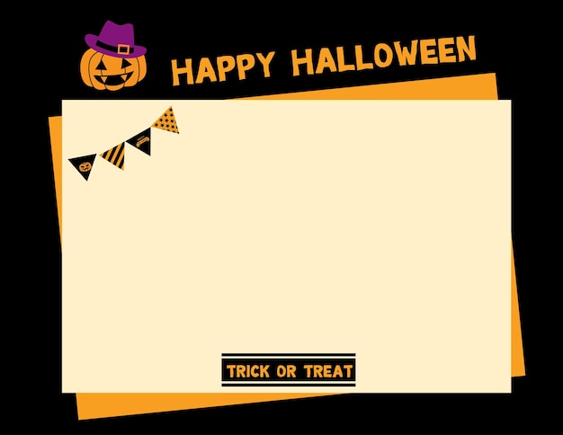 Happy Halloween page frame template with pumpkin.